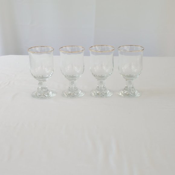 Set of 4 Irish Coffee/Wine/Tea Mugs Clear Glass with Gold Rim & Handles Glass's- - Picture 2 of 12